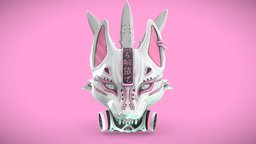 Cyberpunk Kitsune Mask and Kunai