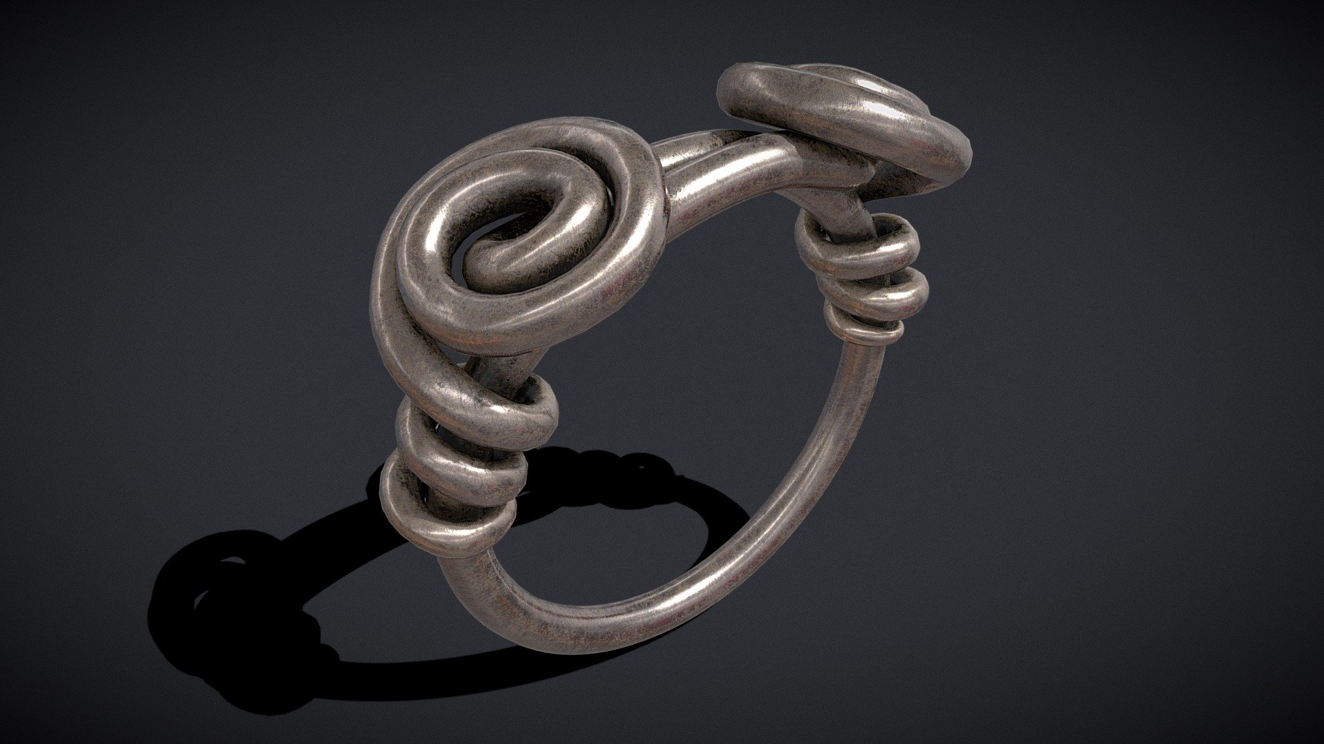 Wire Spiral Silver Ring 3d model