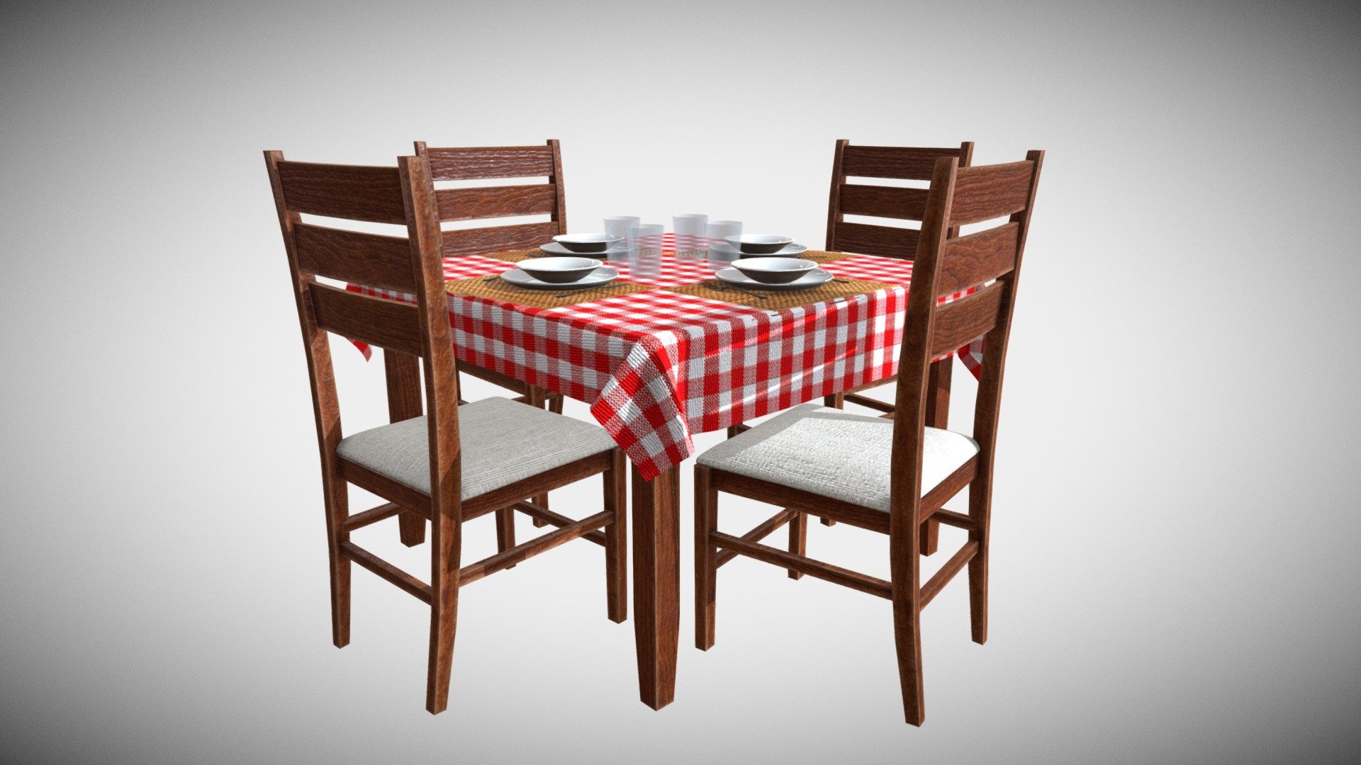 Restaurant Table And Chairs 3d model