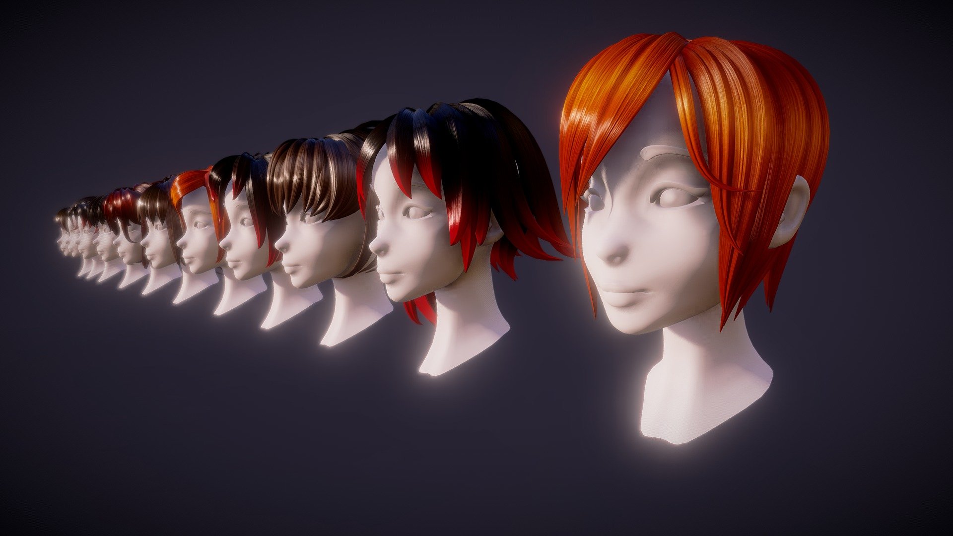 Hair pack 10 models 3d model