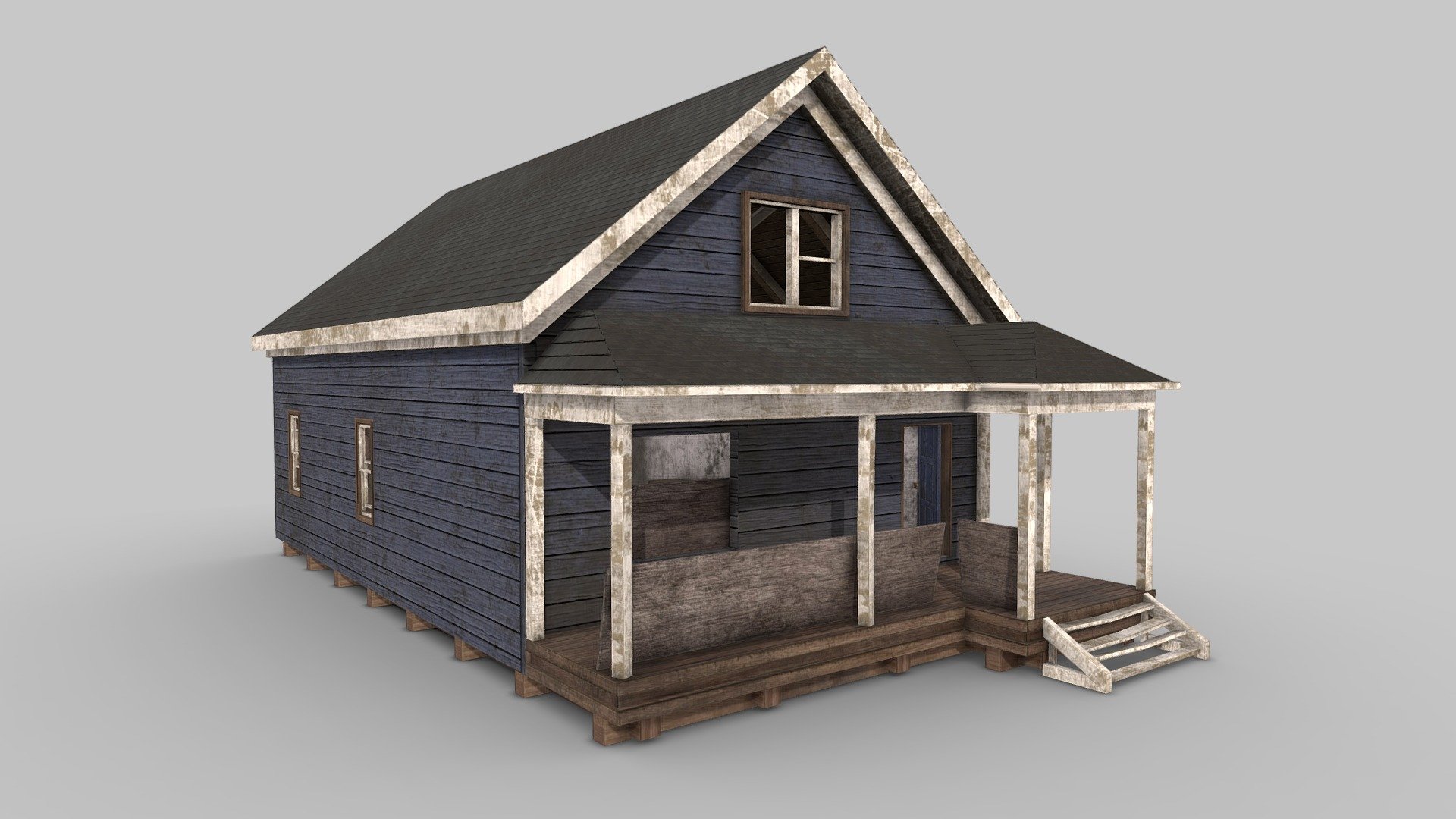 Abandoned Poor House With Interior 3d model