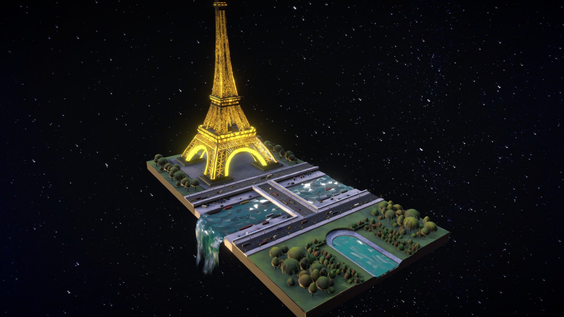 Paris by Night 3d model