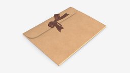 Paper gift envelope with bow mockup