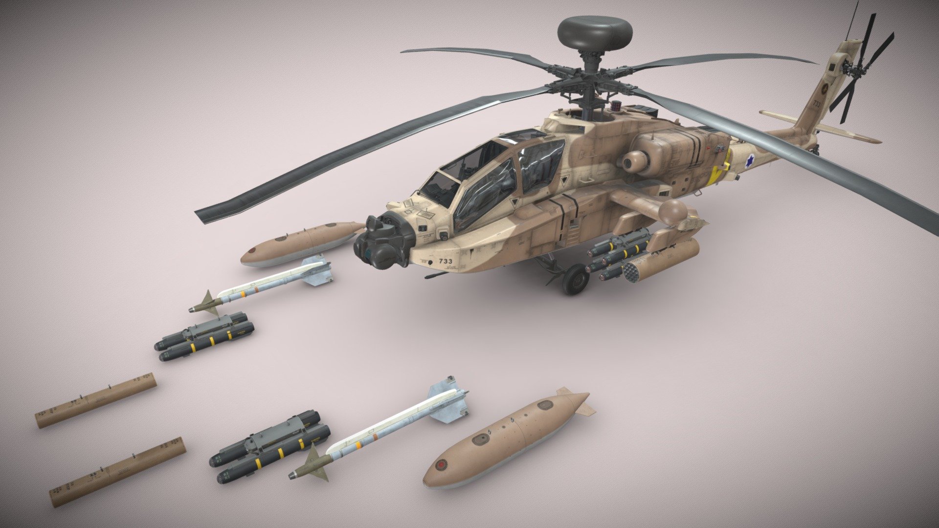 Apache AH-64D Israel Air Force Static 3d model