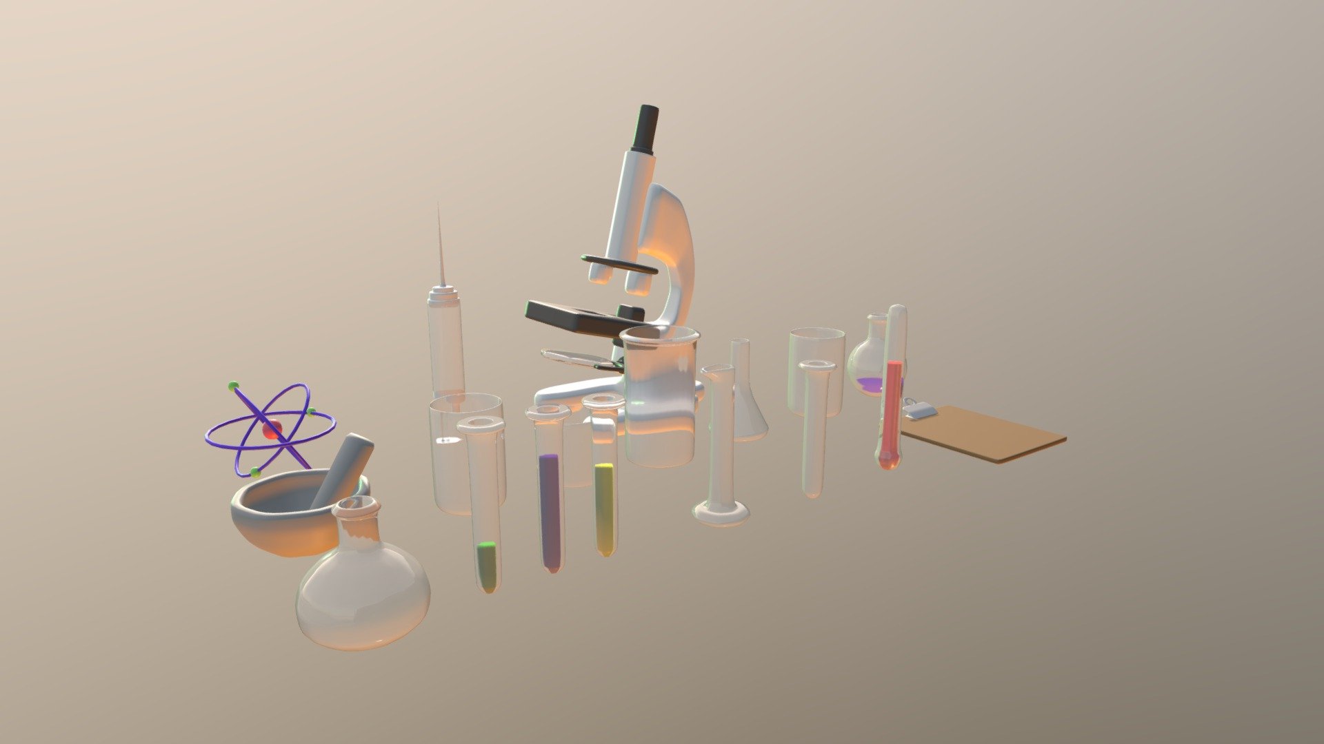 Low Poly Science Pack 3d model