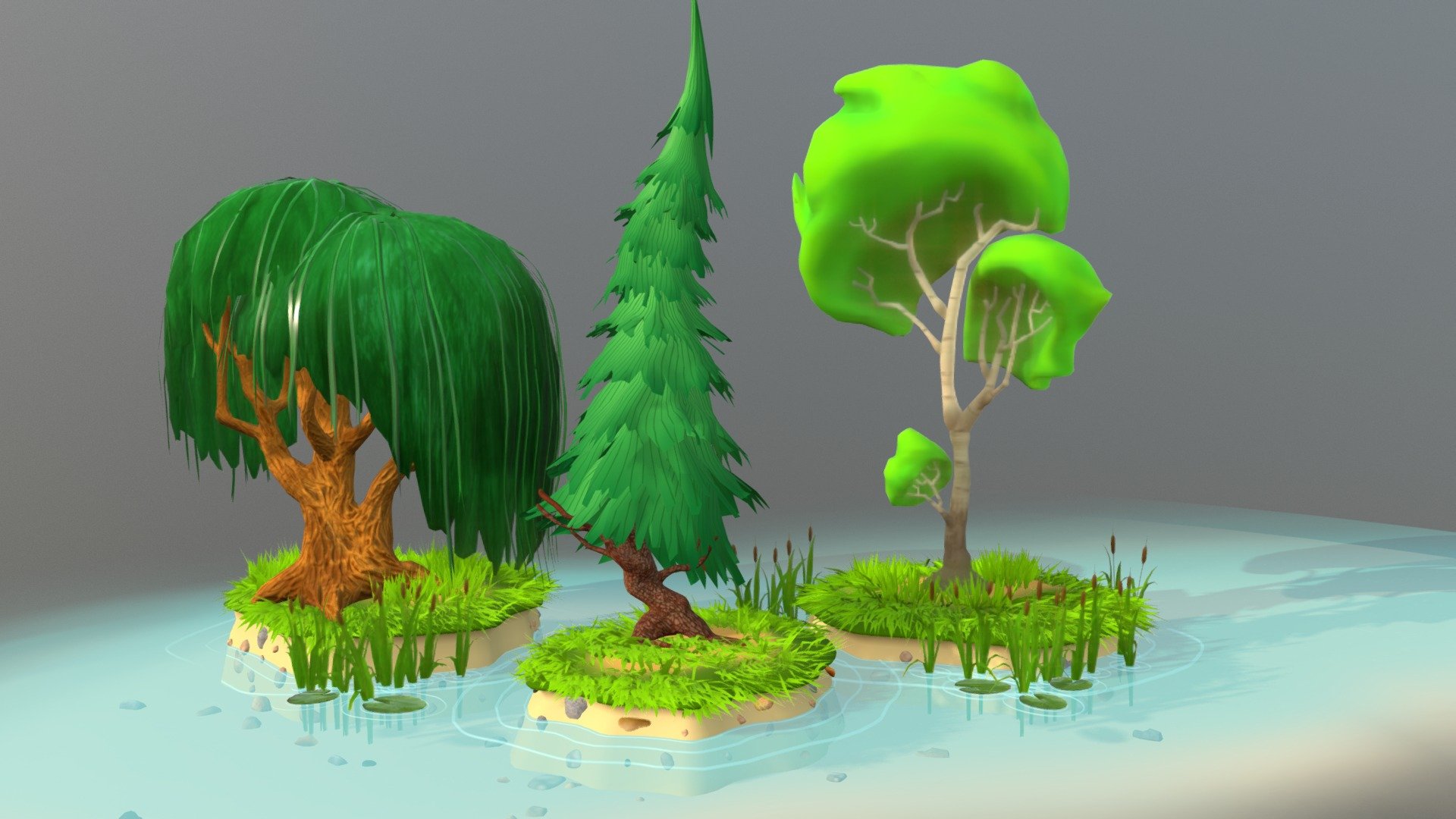 3 Cartoon Tree 3d model