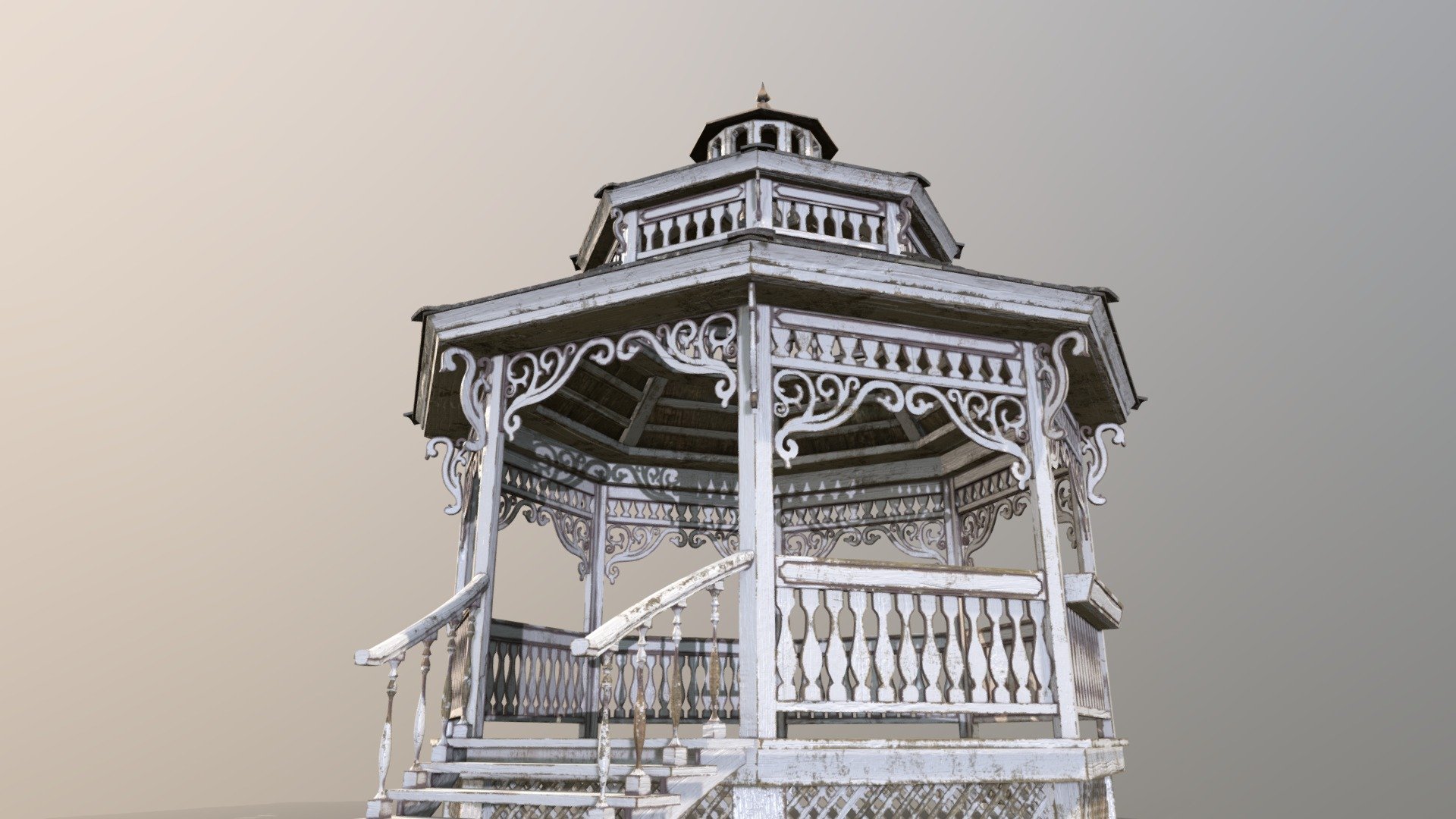 Old painted gazebo 3d model