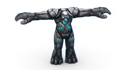 Cartoon Grey Stone Golem Monster Giant