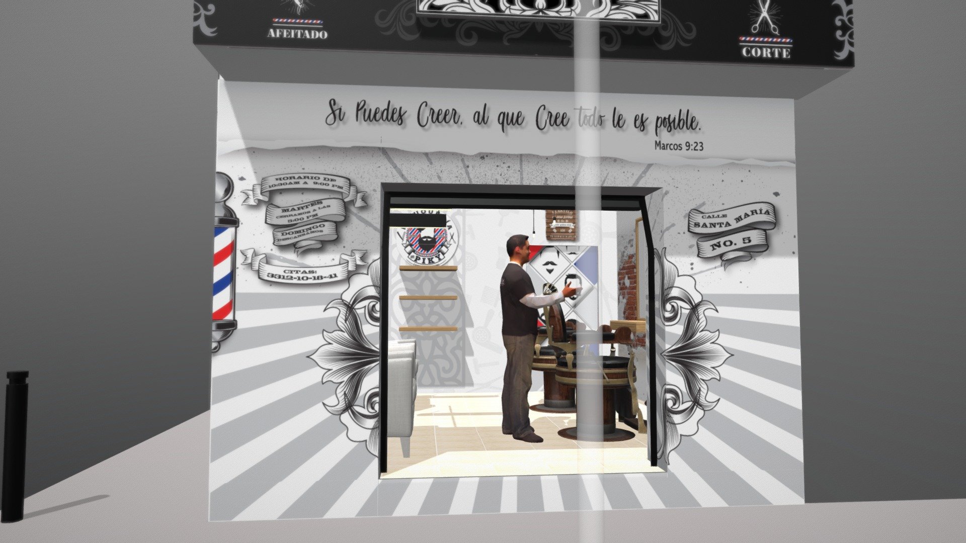 Barberia PIKI Concepto final 3d model