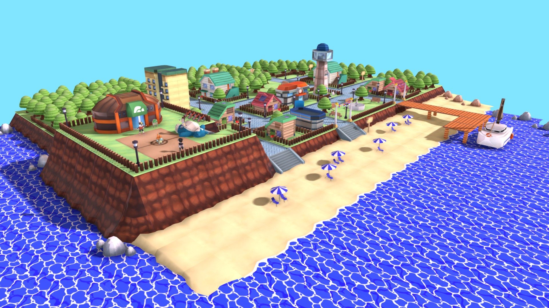 Pokemon city 3d model