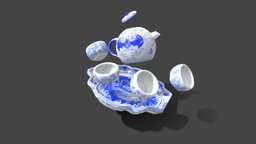 Batty Blue China Tea Set