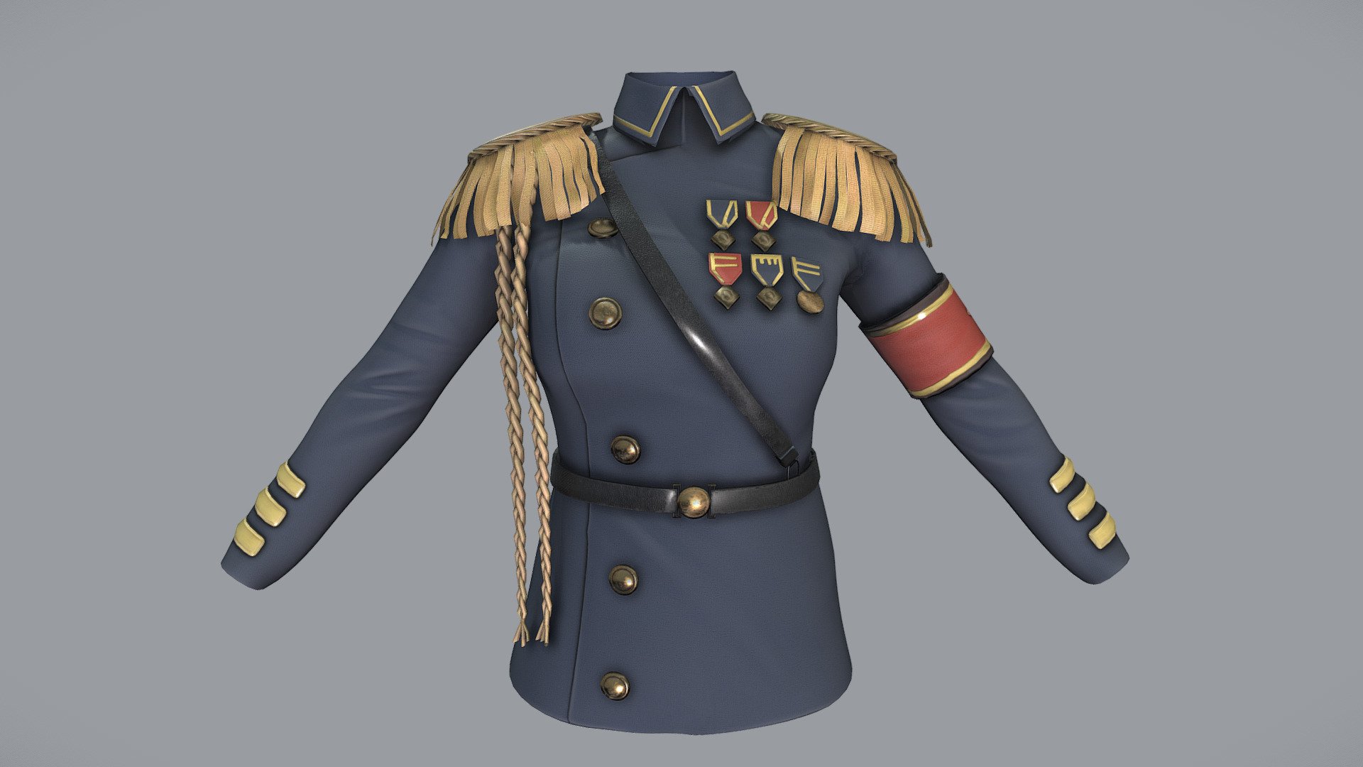 Female Highly Decorated Military Uniform Jacket 3d model