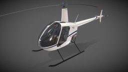 Robinson R22 White Complex Animation