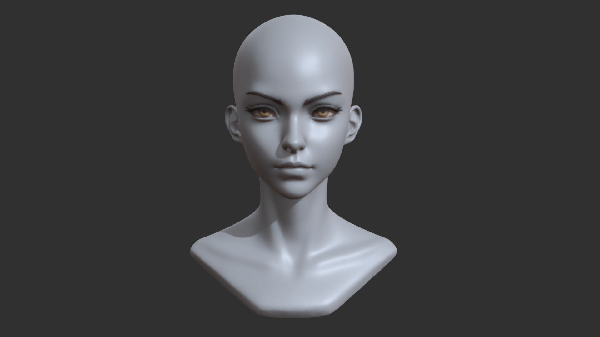 Stylized Anime Female Head 3d model