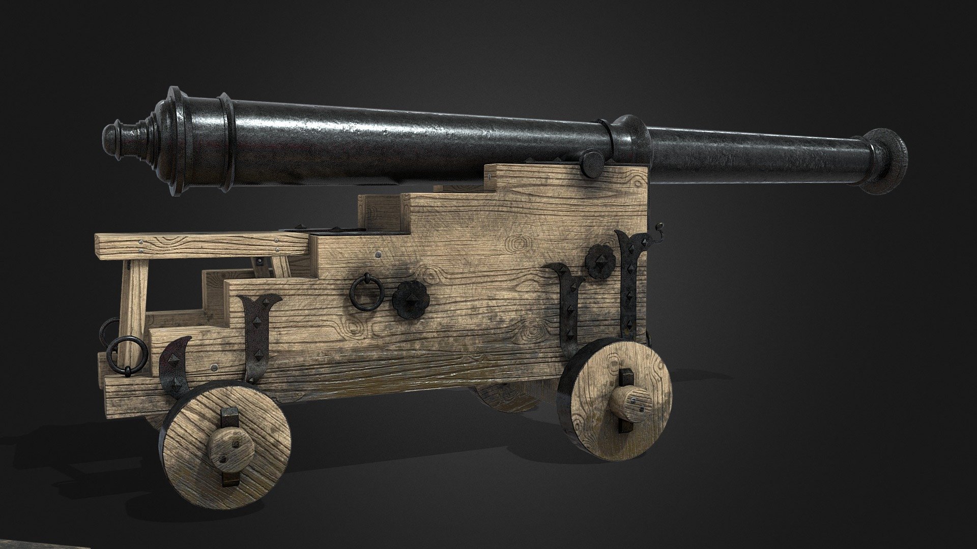 1600s English Saker Cannon High Poly 3d model