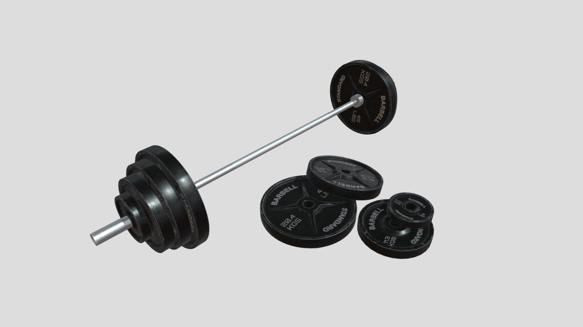 Barbell with 4K and 2K Textures 3d model