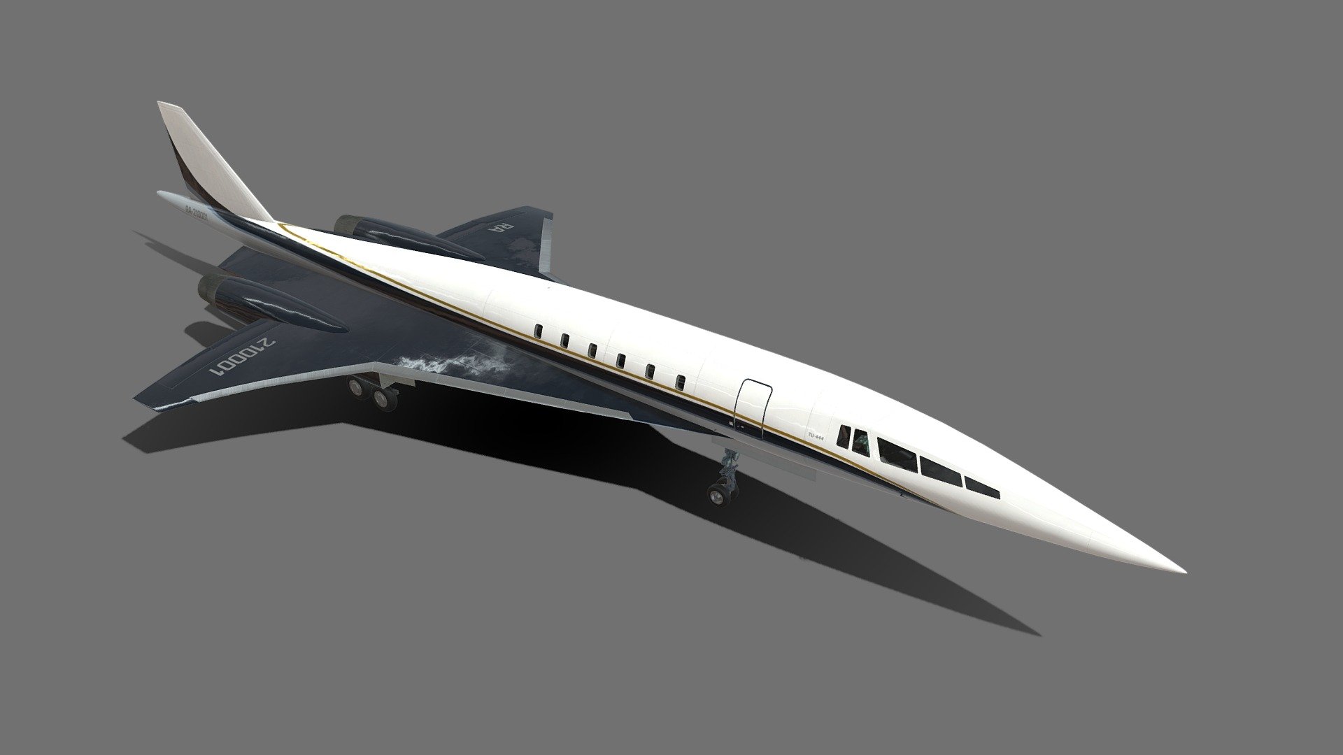 Supersonic Business Jet Tu-444 3d model