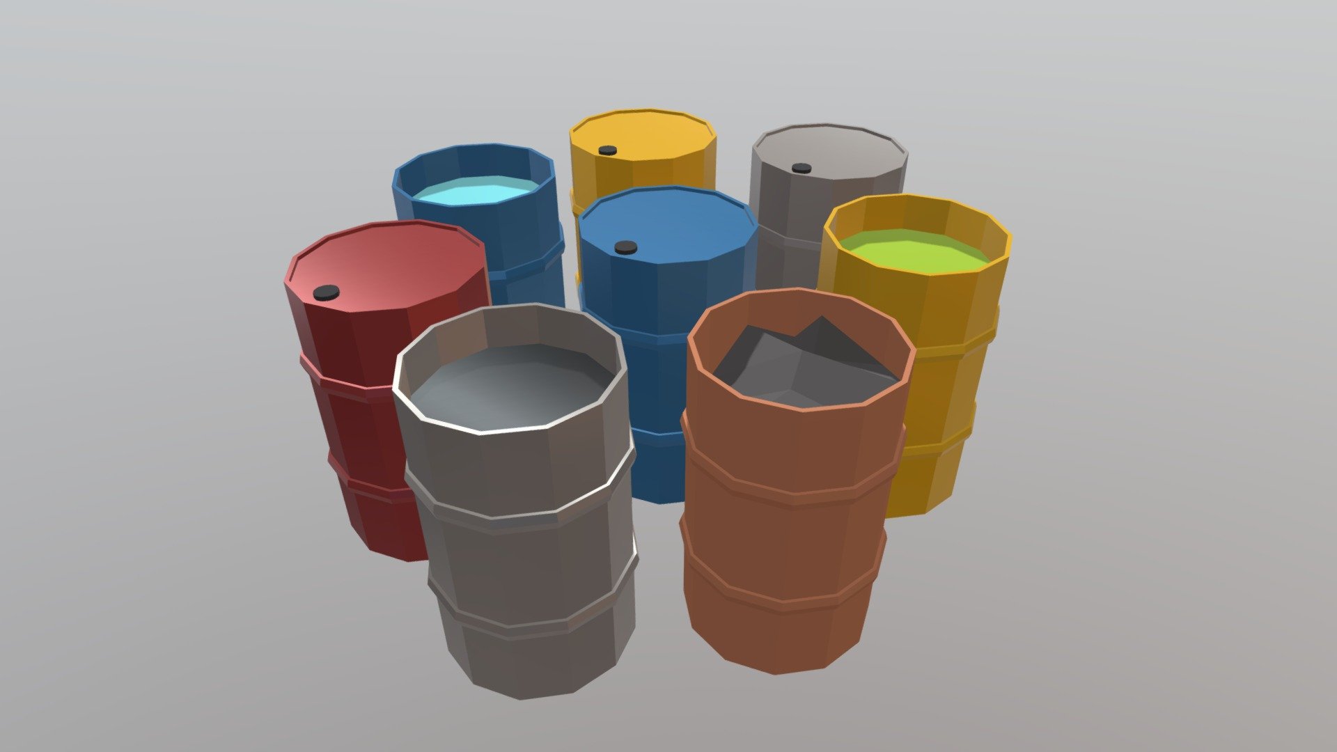 LP barrel low poly cartoon pack 3d model