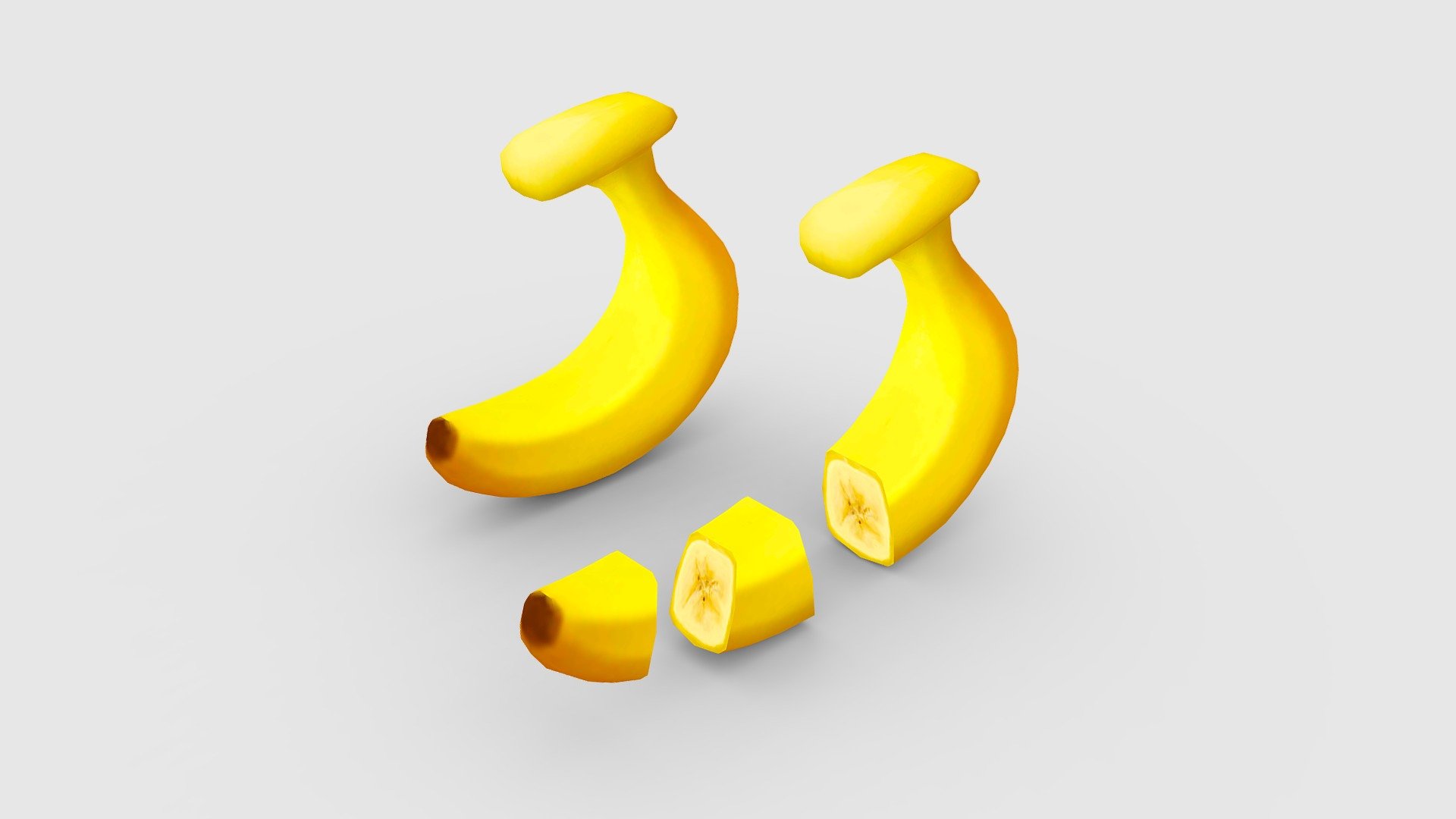 Cartoon banana and slice Low-poly 3D model 3d model