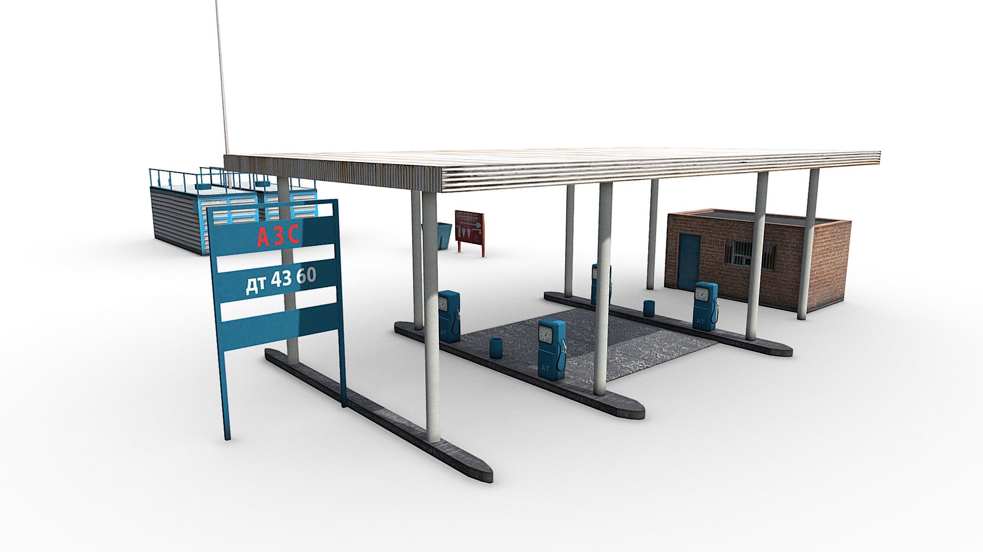 Gas station old 3d model