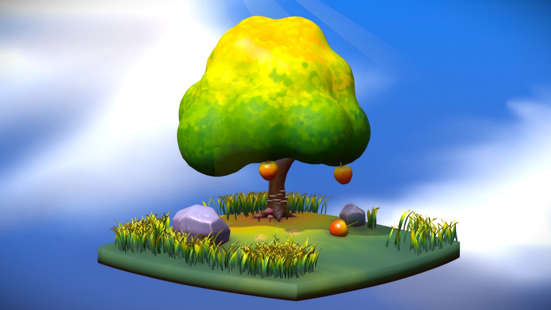 Hand painted fruit tree 3d model