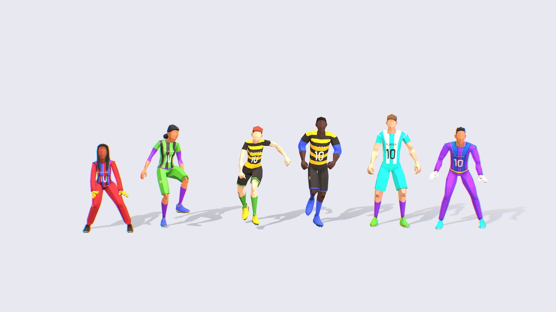 Football Soccer Players 3d model