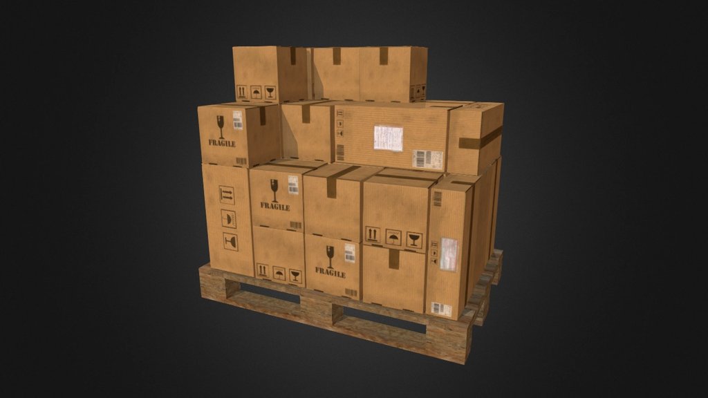 Pallet with boxes (4 in 1) 3d model