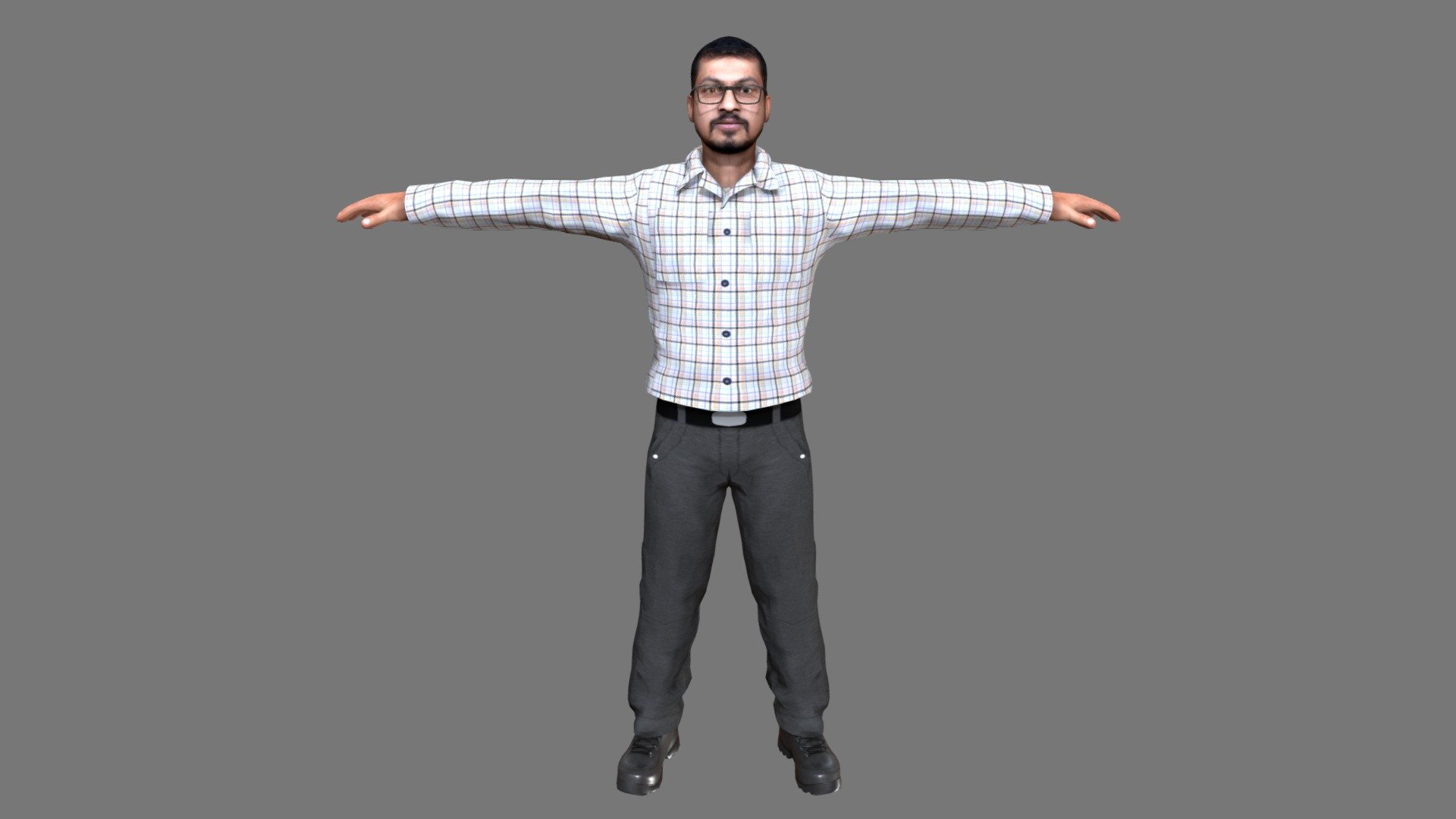 INDIAN MALE LOPOLY CHARACTER IN SHIRT PANT 1 3d model