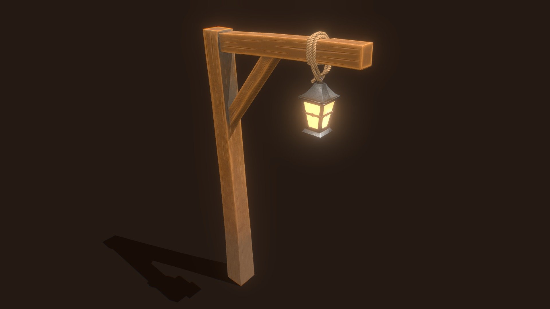 Stylized Western Lamp Post 3d model