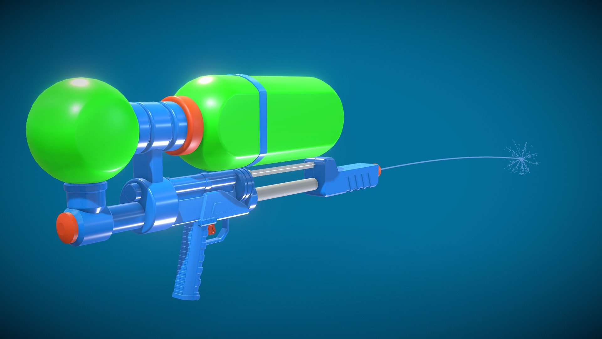 Unbranded Water Blaster with water Splash 3d model