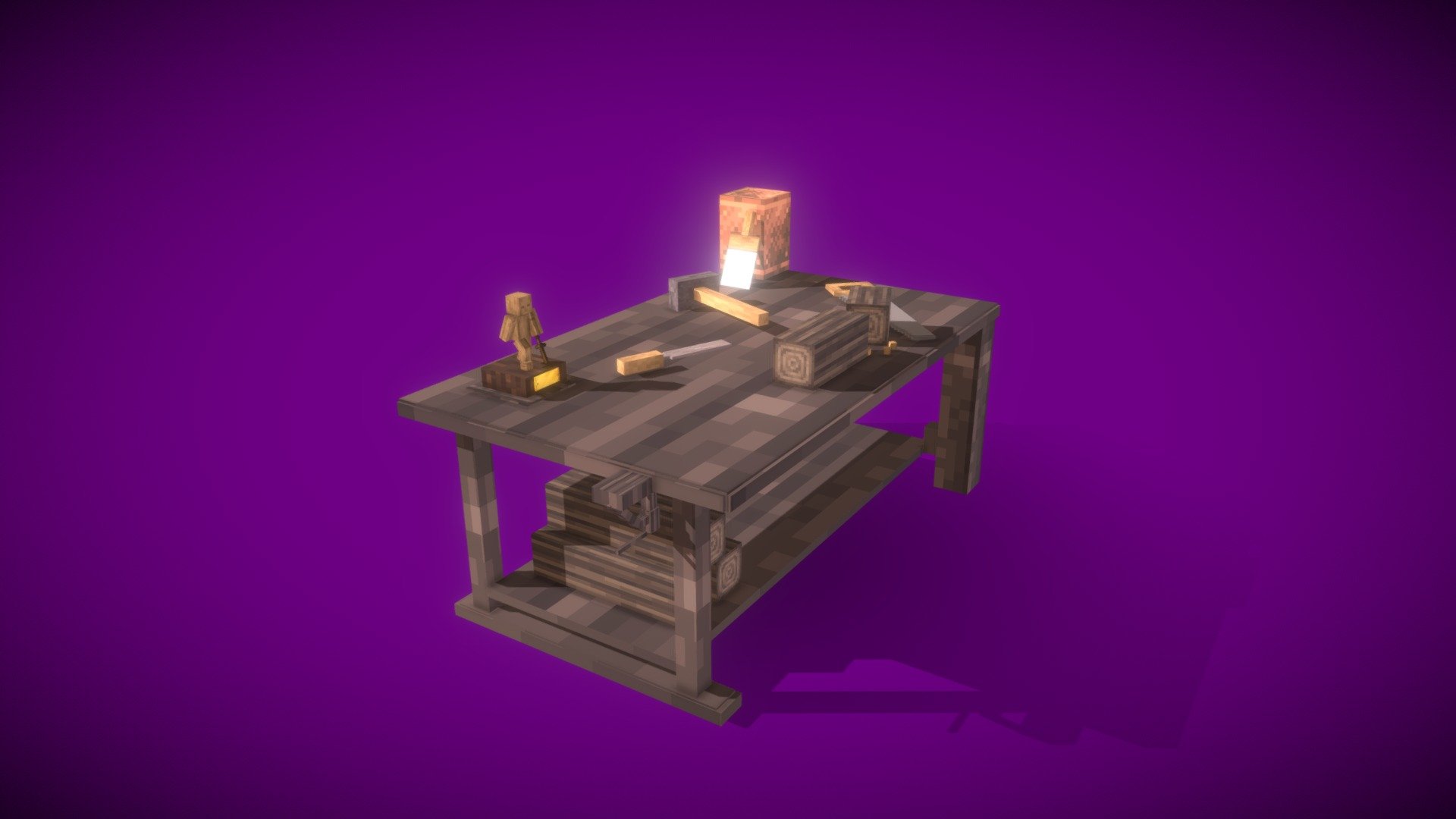 Wood workbench 3d model