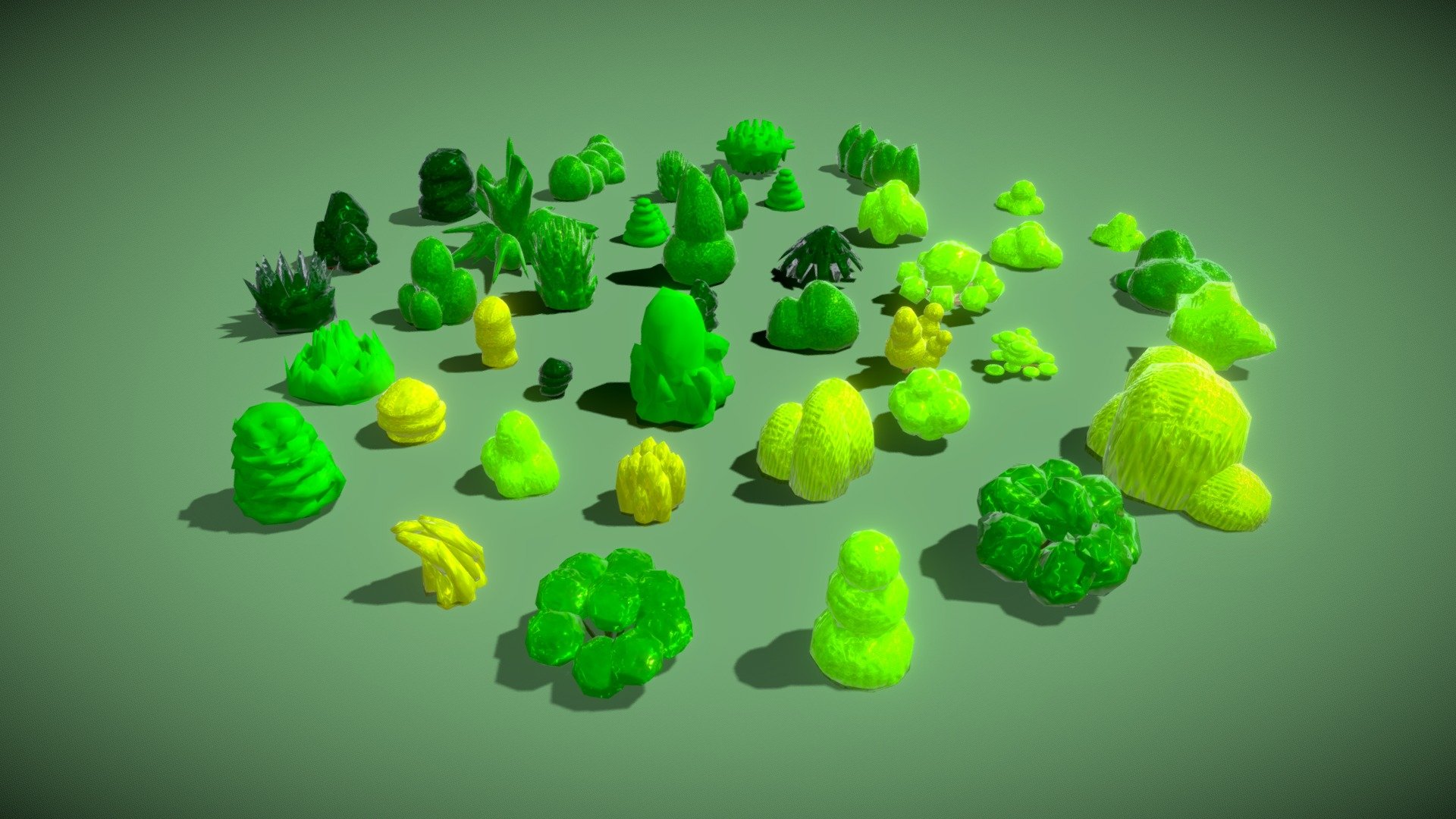 Cartoon Bushes 3d model