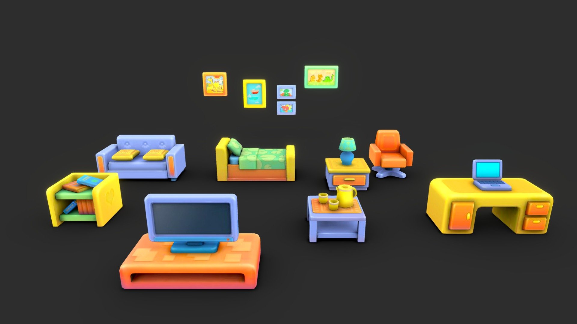 Cartoon furniture 3d model