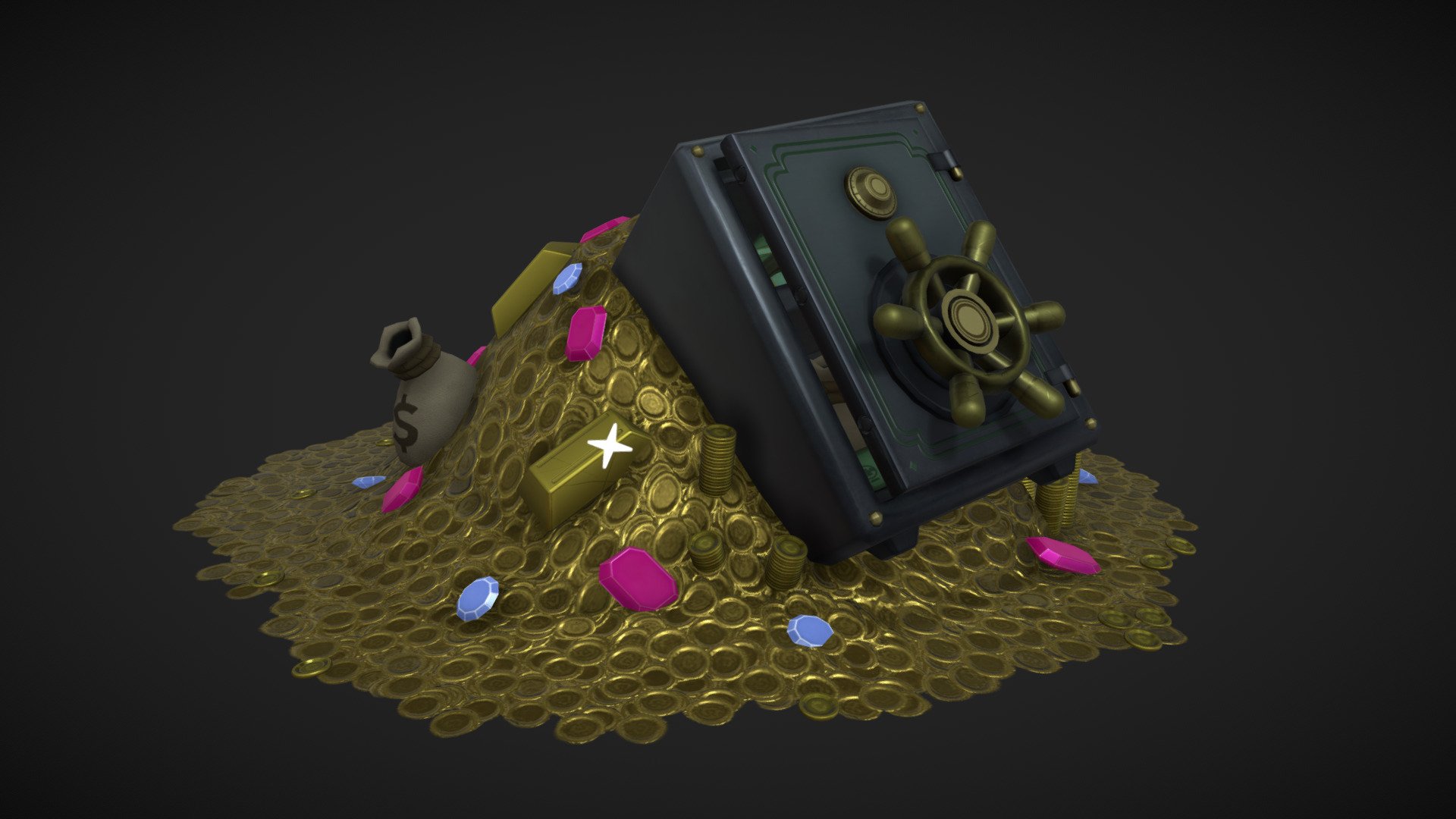 🪙 Stylized Safe/Money Pile 3d model