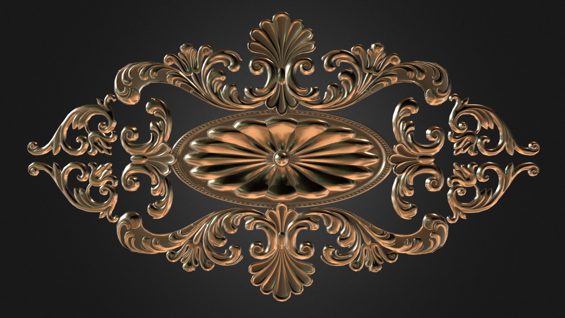 Golden Baroque Ornament 3d model