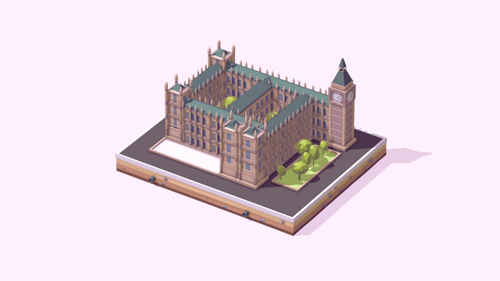 Cartoon Low Poly Big Ben Landmark 3d model