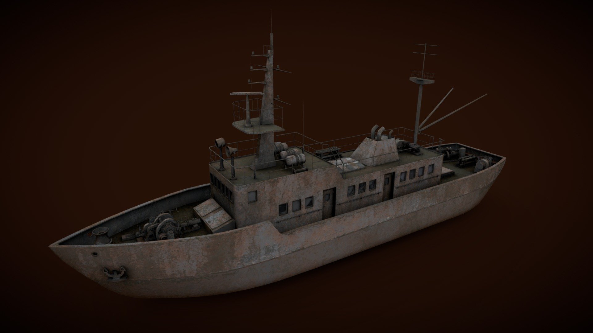 Old rusted abandoned vessel 3d model