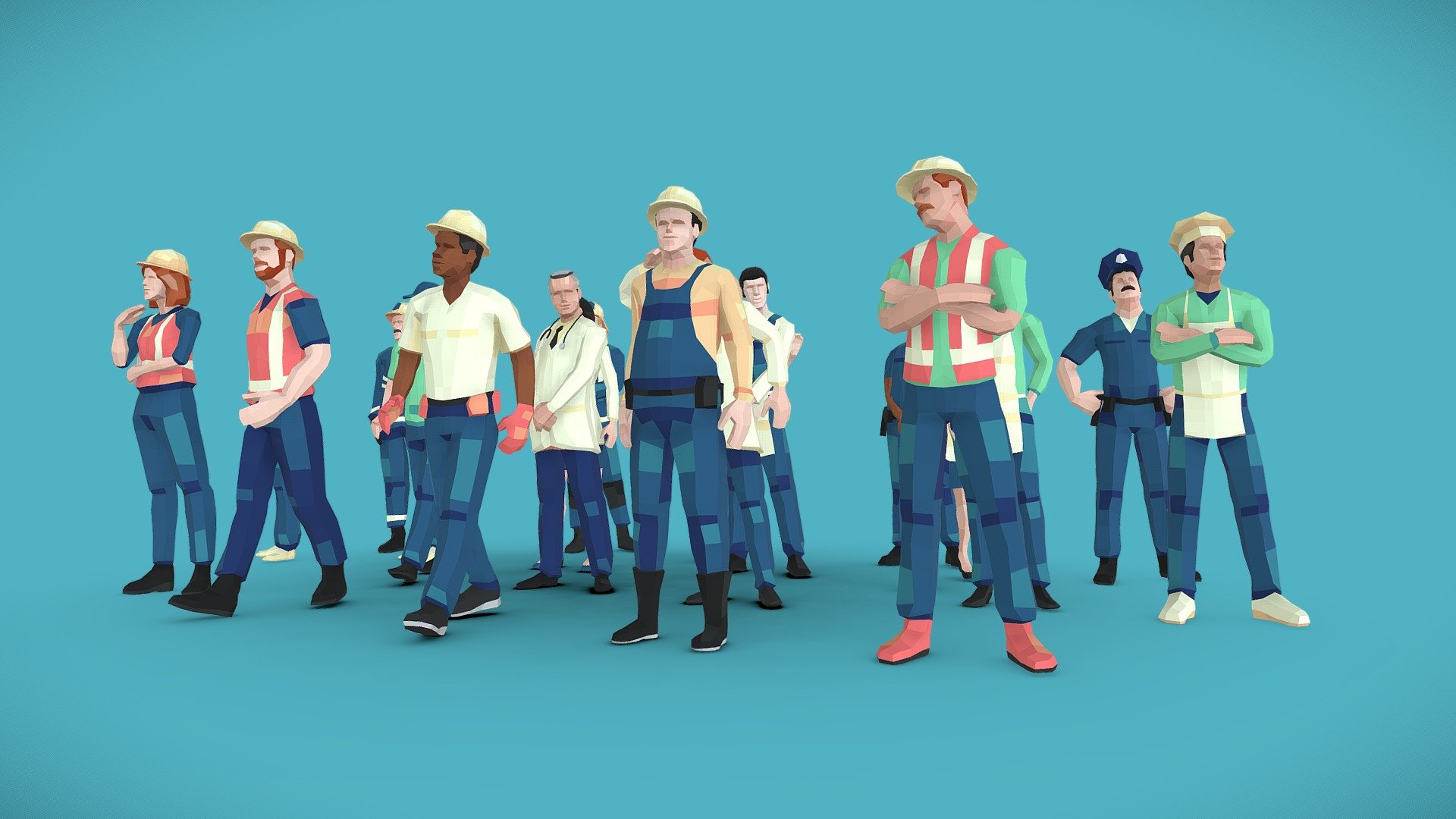 Low Poly 3D Professional People Rigged Pack 3d model