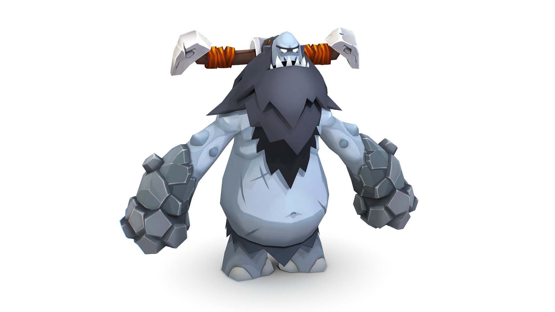 Cartoon LowPoly White Giant Golem SnowMan 3d model