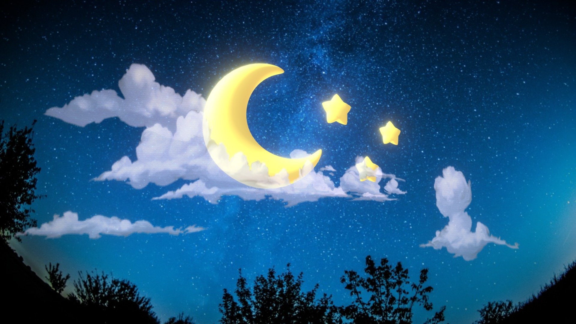 Cartoon Night sky 3d model