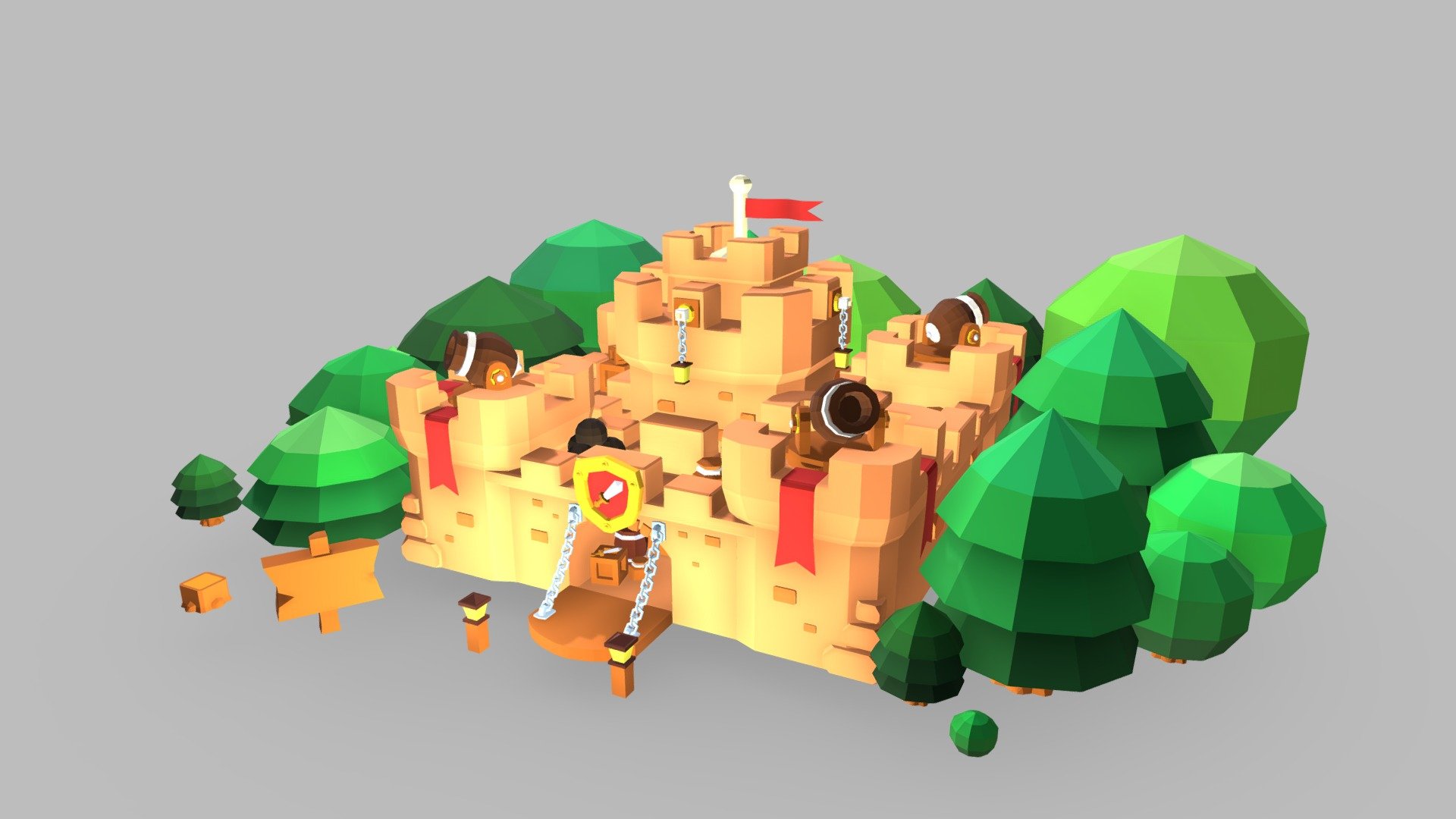 Low Poly Castle 3d model