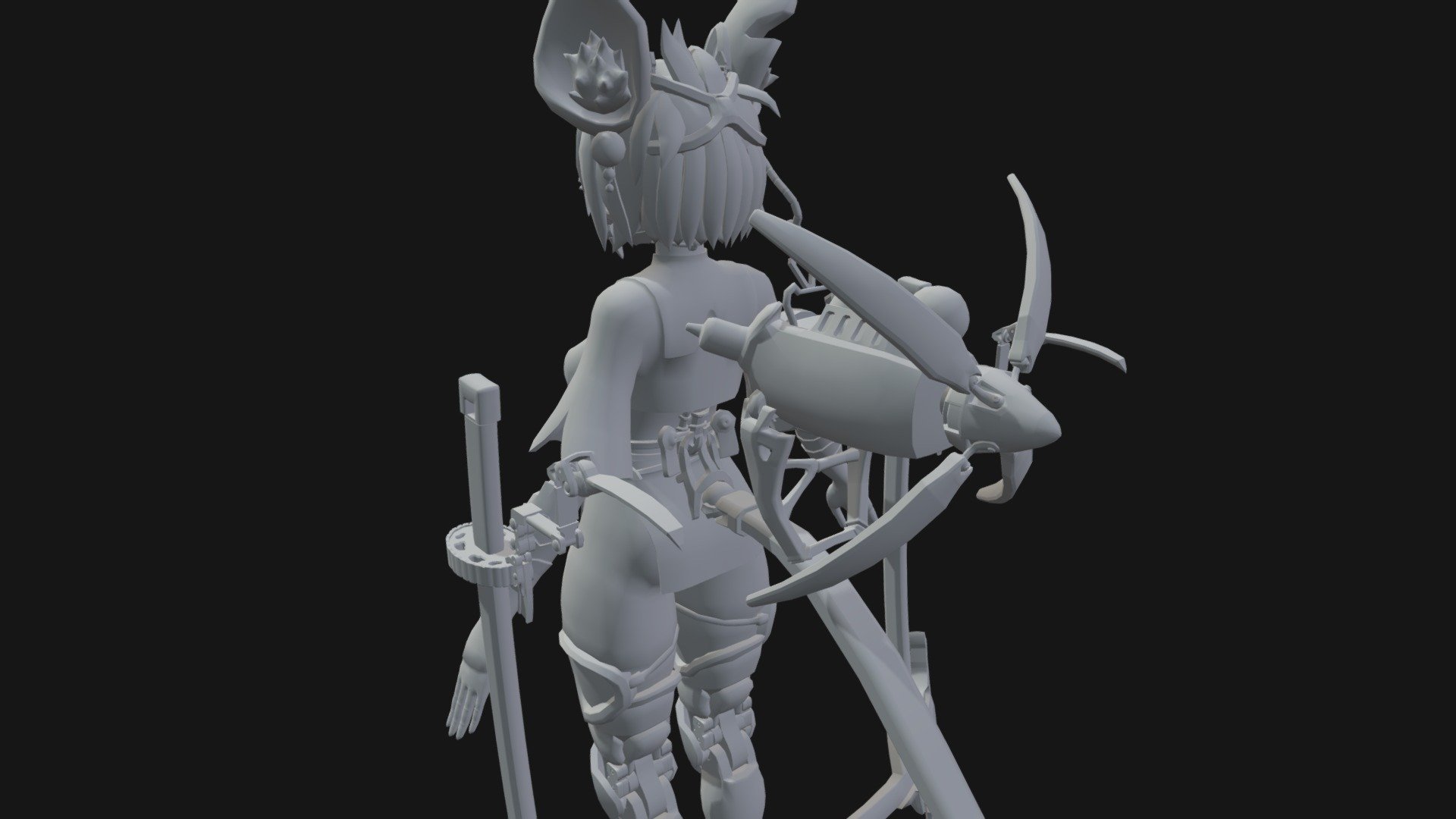 Samurai Cyber Girl (WIP) 3d model