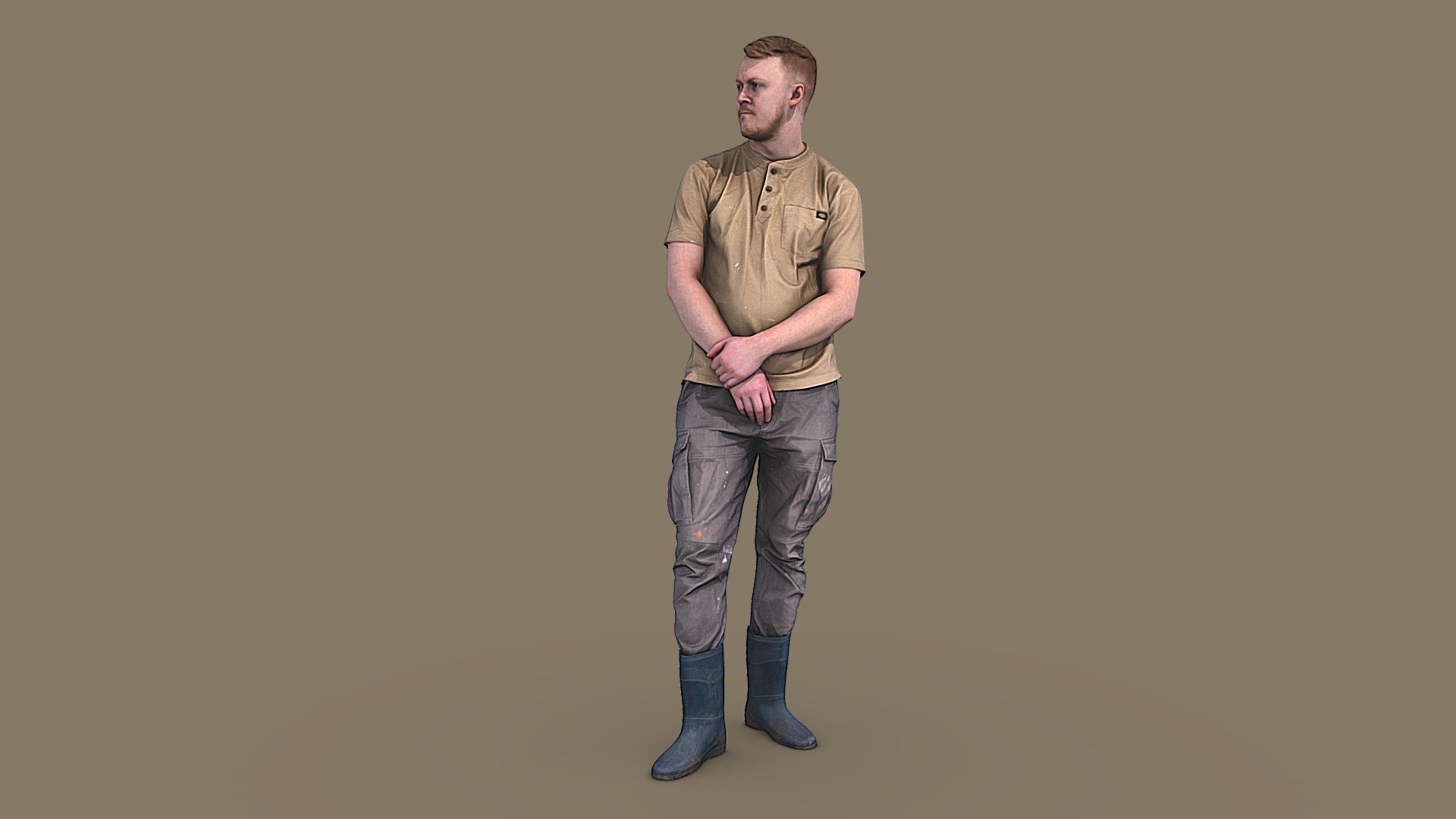 Worker in Rubber Boots 3d model