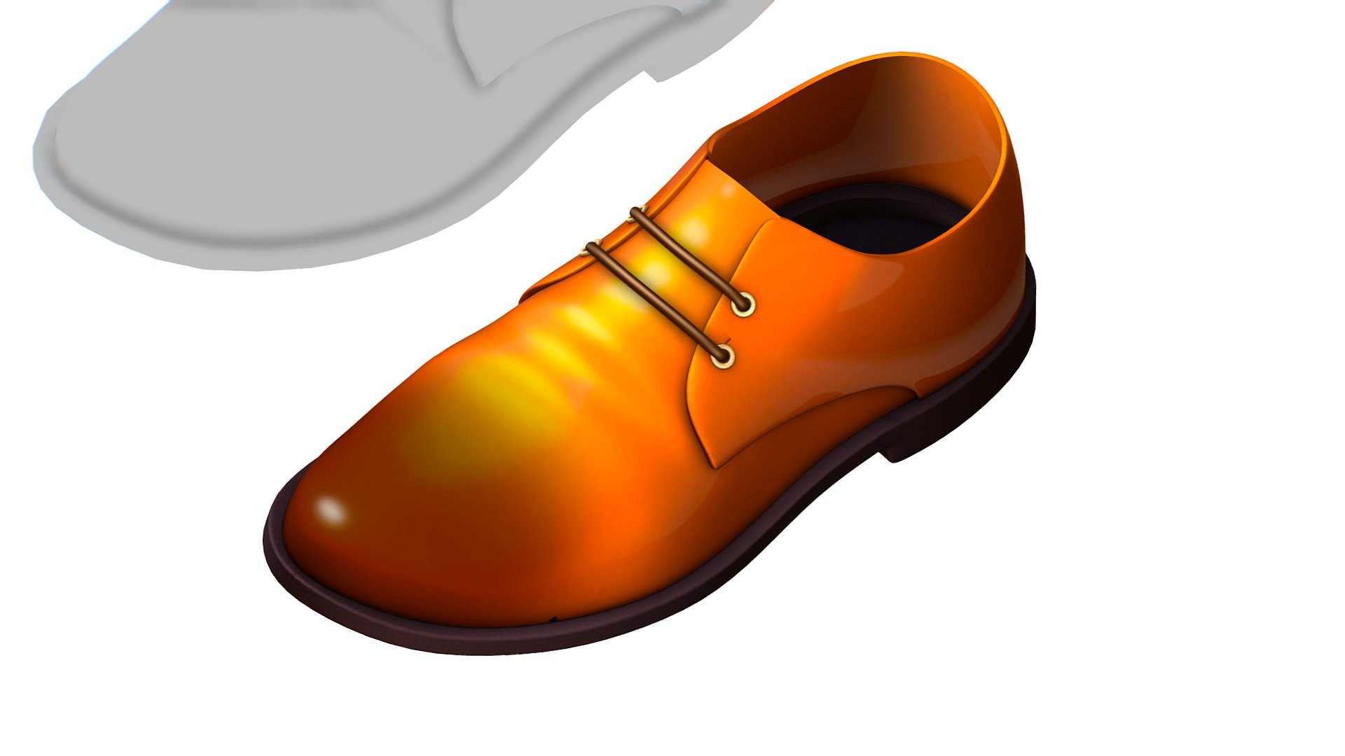 Cartoon High Poly Subdivision Brown Shoes 3d model