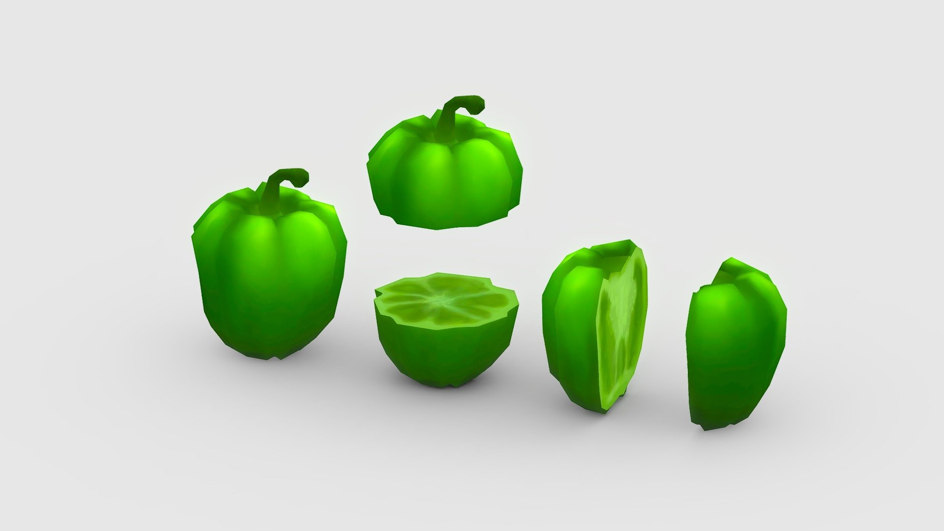 Cartoon green chili 3d model