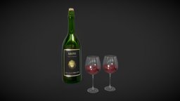 Wine Bottle and Glasses