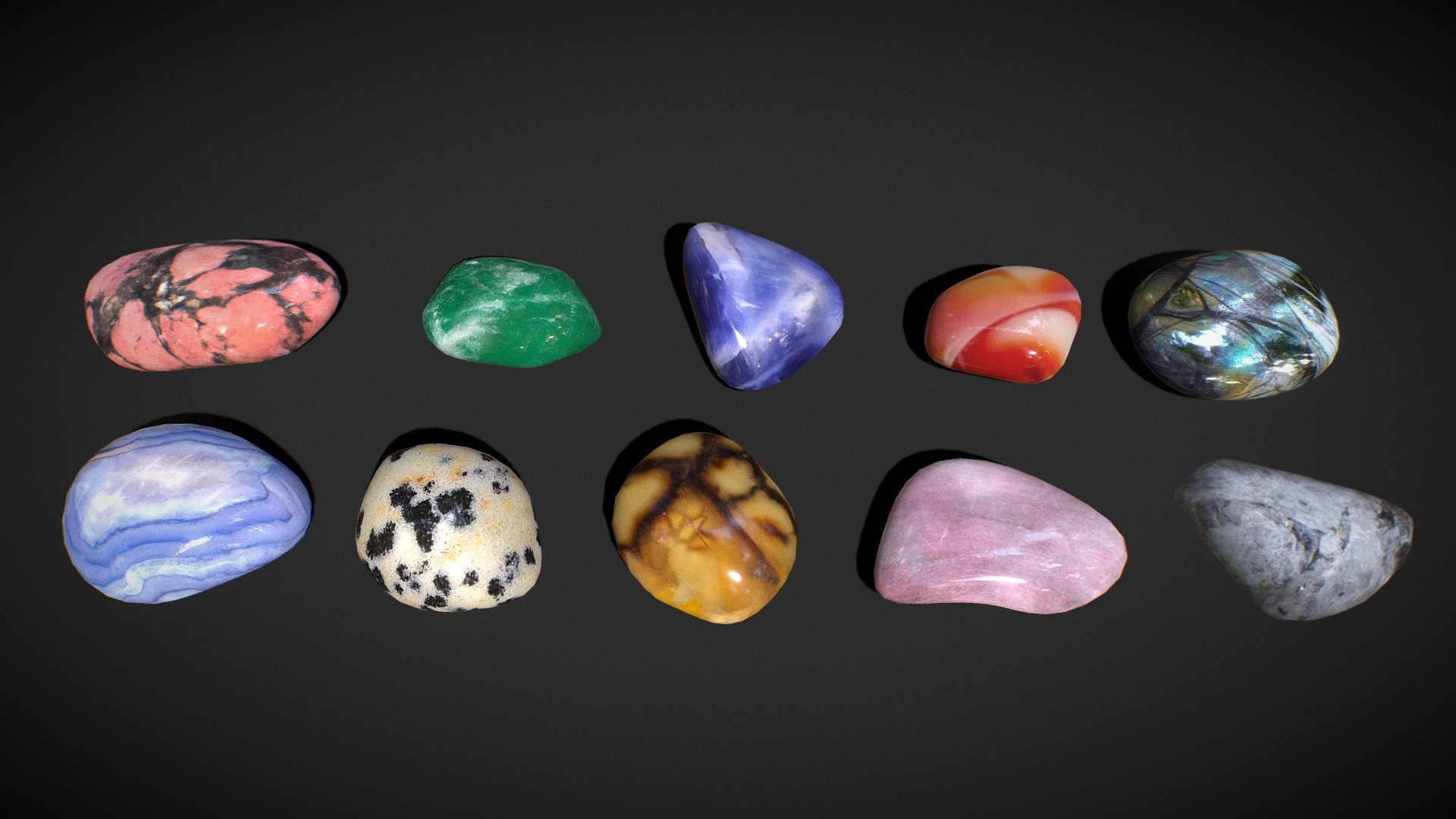 Polished Gemstones / Tumbled Minerals 3d model