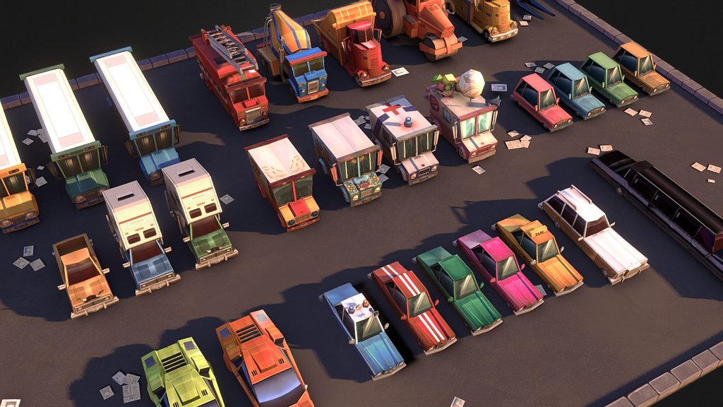 Stylized Urban Vehicles Set 3d model