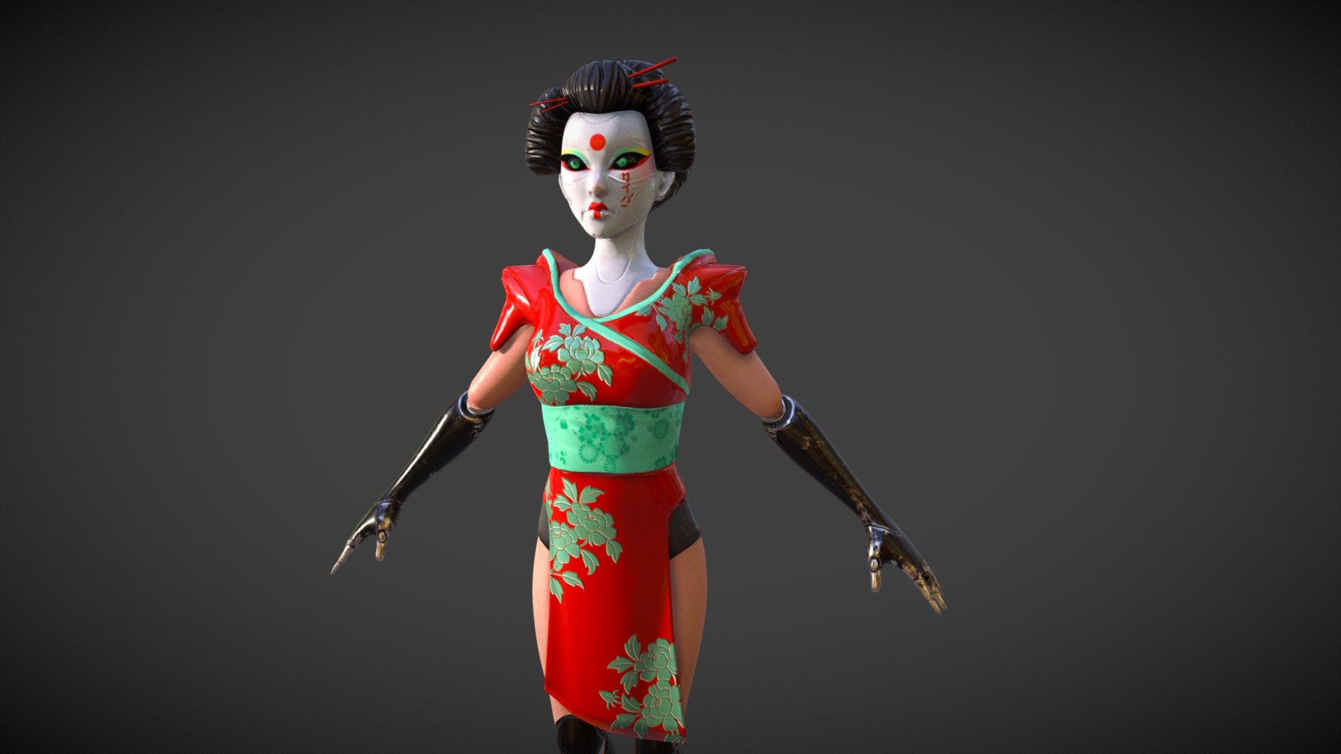 Rebecca_character_low_poly 3d model