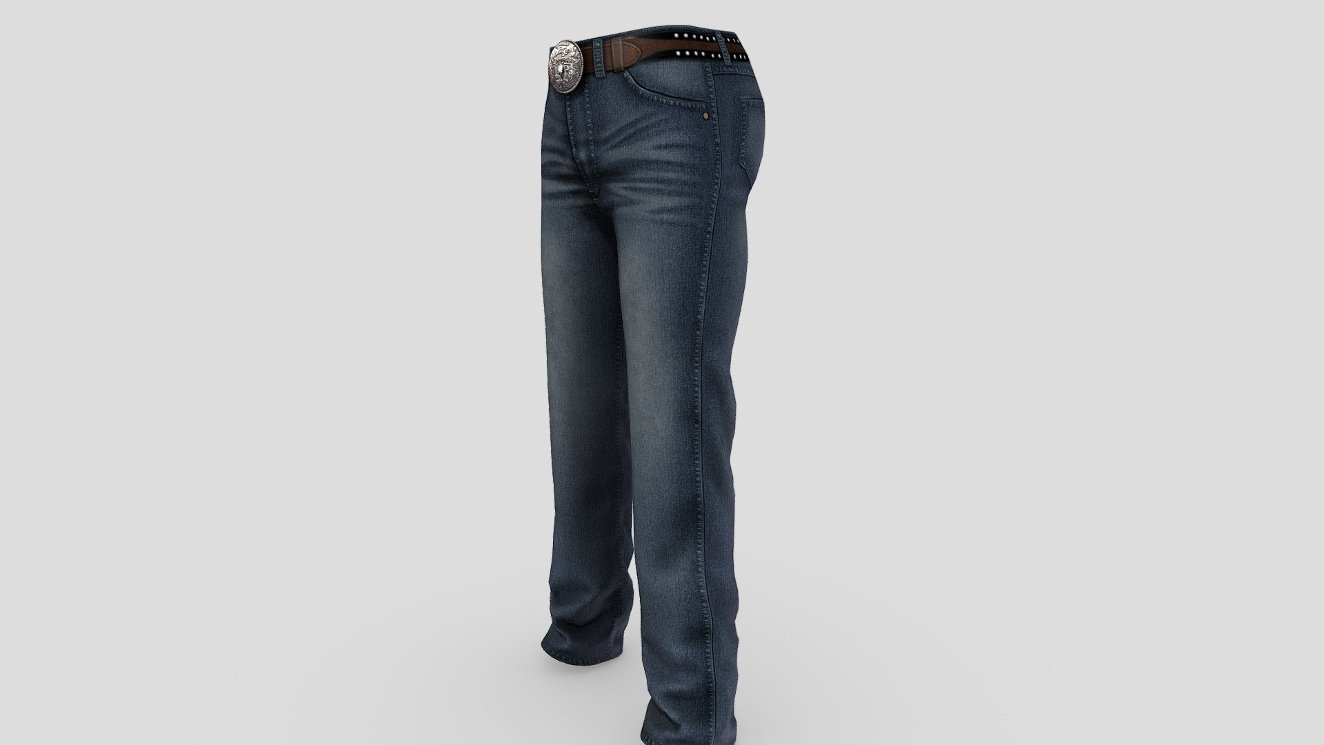 Mens Denim Western Bootcut Pants 3d model